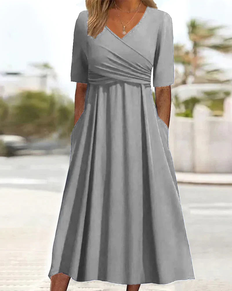 PIEN - CROSSED DRESS WITH SHORT SLEEVES