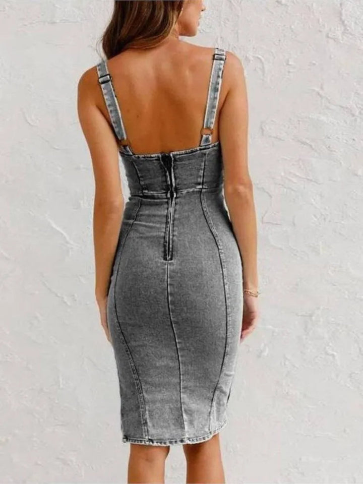 Miranda™ - Jeans dress with Zip and Adjustable Straps